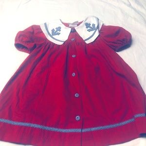 Vintage Bonnie Jean Toddler Red Sailor Dress